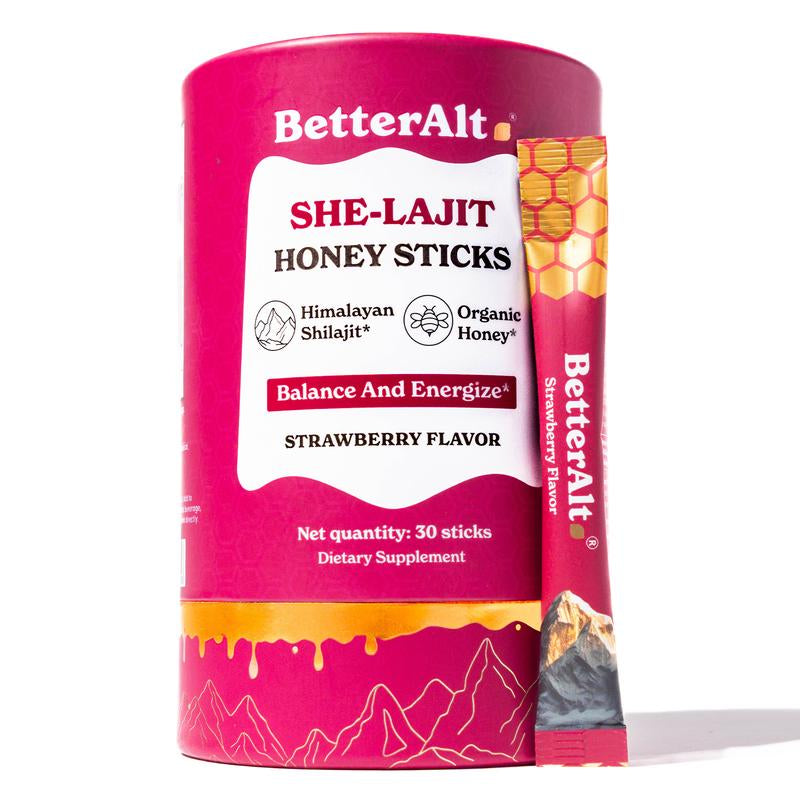 Betteralt GOLD+ Shilajit Honey Sticks | Lab-Tested for Purity | 85 Minerals & Fulvic Acid for Energy & Stamina | 30 Packs | Dietary Supplement