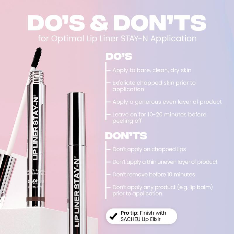 LIP LINER STAY-N - Peel-Off Lip Liner Stain - All Day & Night Lipliner with Hyaluronic Acid & Vitamin E - Long Lasting Formula - 0.12 Fl Oz / 3.5 Ml