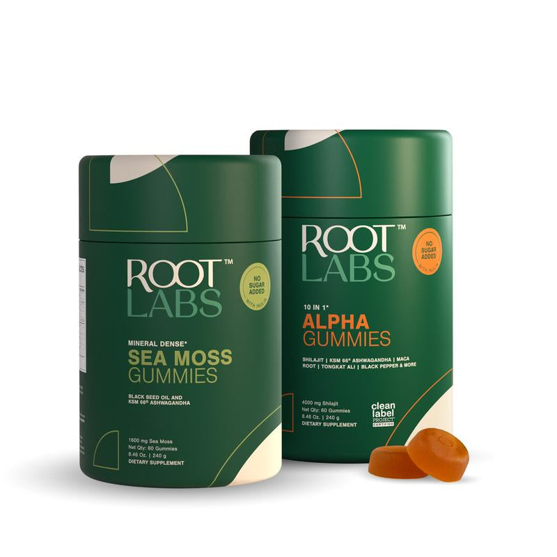 Root Labs 10-1 Alpha Gummies | 4000 Mg Pure Himalayan Shilajit | No Added Sugar | KSM-66 Ashwagandha, Tongkat Ali, Gokshura & Black Musli | Vegan, Non-Gmo, Individually Wrapped | 60 Gummies | Lab Tested for Purity & 3.5X Absorption