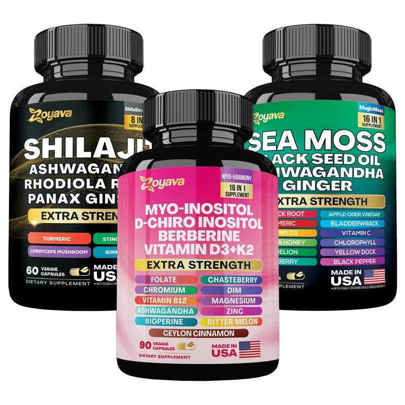 Soothe & Smooth Bundle - Zoyava Cortisol and Myo-Inositol All-In-One Dietary Supplement - Multivitamin Combo with Extra Strength Ingredients for Fitness & Healthcare - MADE in USA