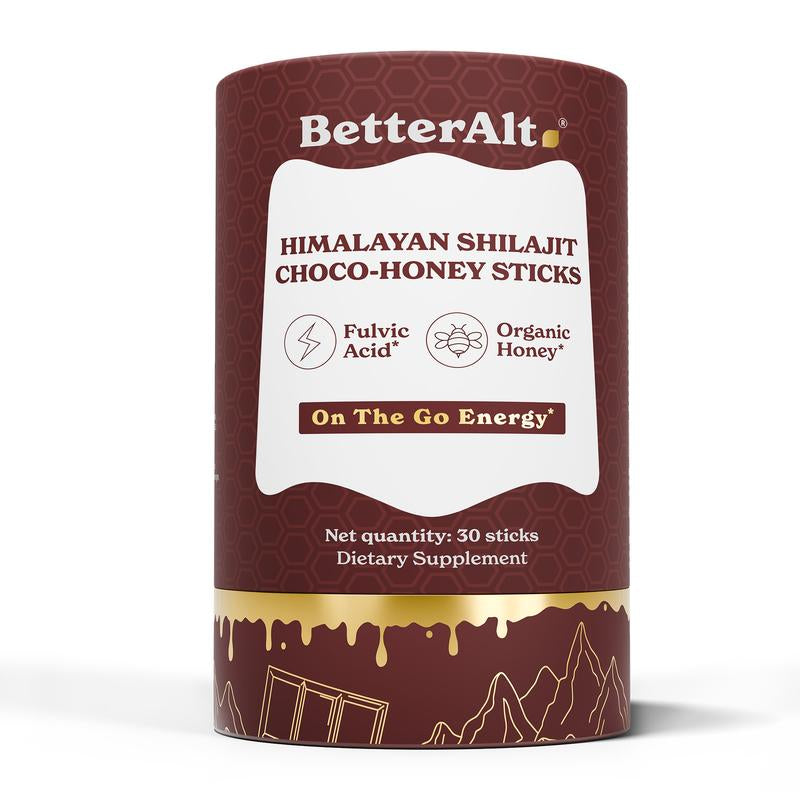 Betteralt GOLD+ Shilajit Honey Sticks | Lab-Tested for Purity | 85 Minerals & Fulvic Acid for Energy & Stamina | 30 Packs | Dietary Supplement
