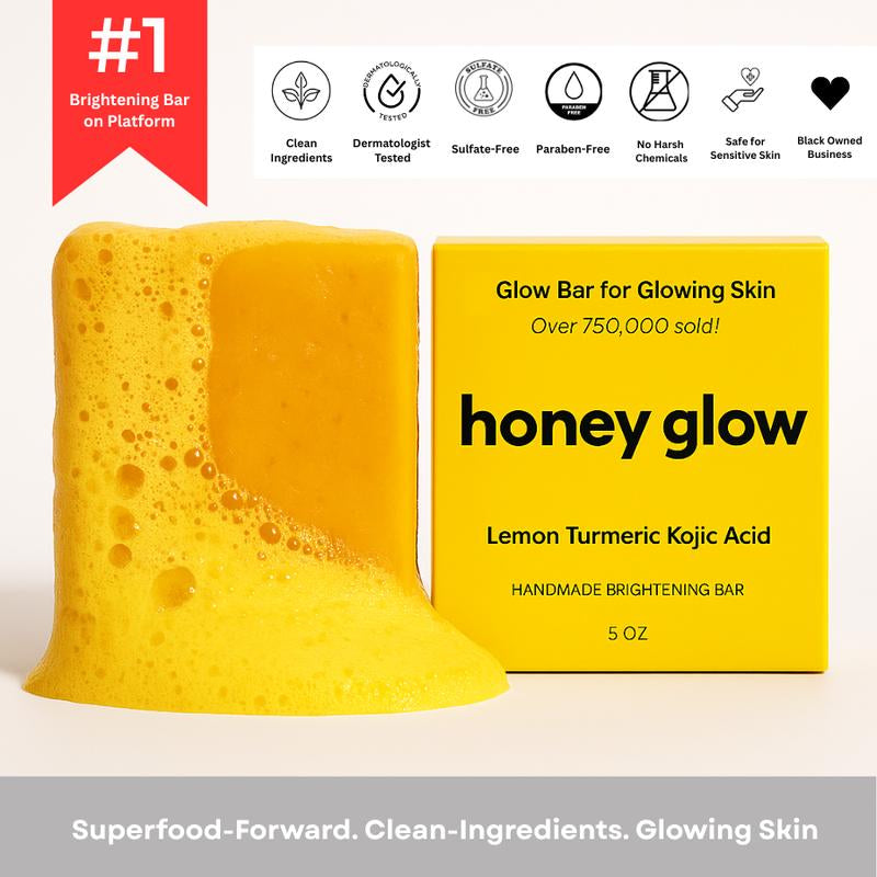 Honey Glow Lemon Turmeric & Kojic Acid Brightening Soap, Dark Spot Remover