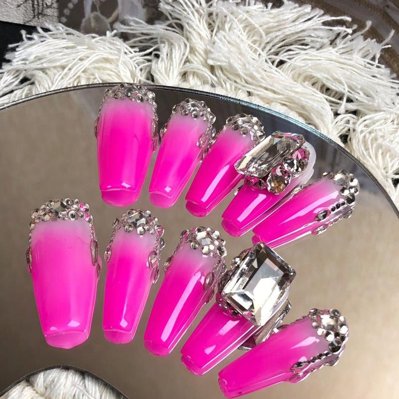 Crystal Diamond Inspired Press on Nails False Nail Faux Nail Press-On Nails Nail Art Nail Care Nail Polish