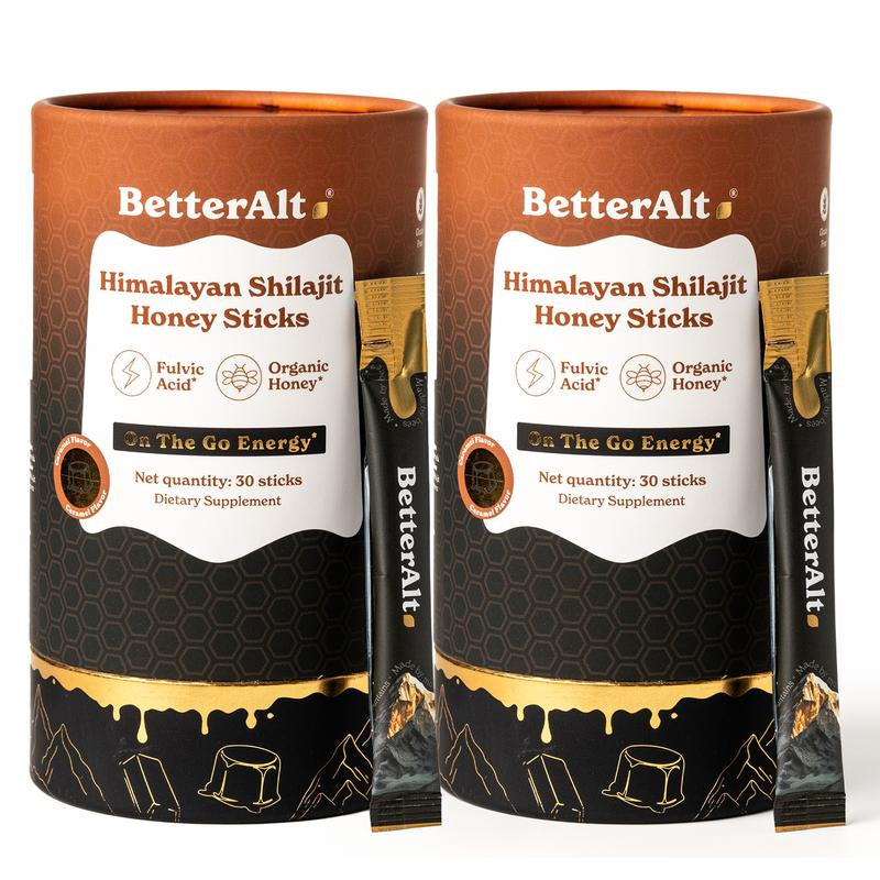 Betteralt GOLD+ Shilajit Honey Sticks | Lab-Tested for Purity | 85 Minerals & Fulvic Acid for Energy & Stamina | 30 Packs | Dietary Supplement