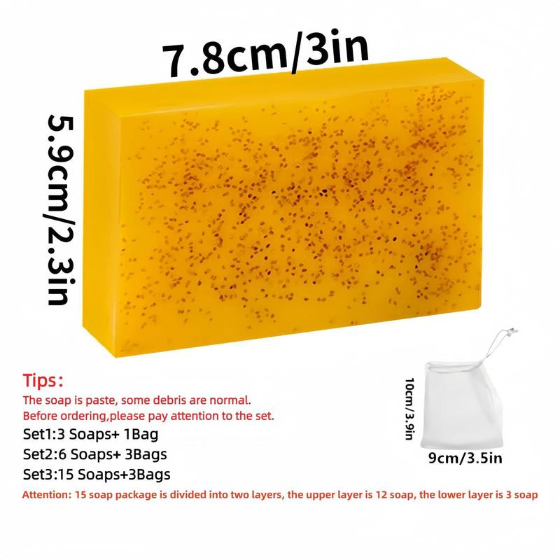 Lemon Turmeric & Kojic Acid Soap Bar, Summer Face & Body Wash for Men & Women, Daily Skincare Cleanser Sets with Soap Saver Bags