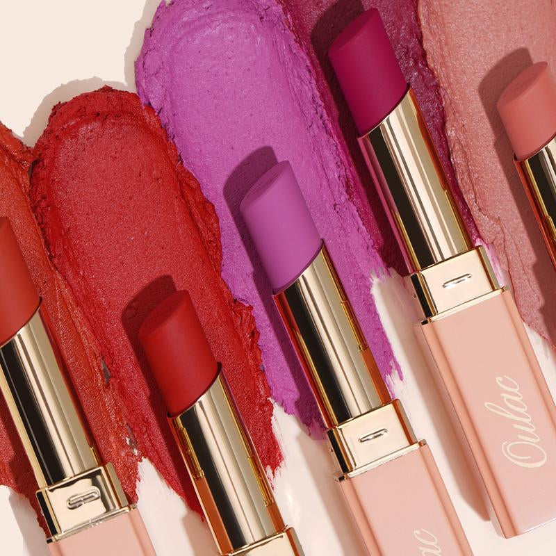 Oulac Creamy Matte Lipstick, Soft Satin Finish Lipsticks for Women with Moisturising Formula, Rich Color, Highly Pigmented Enriched with Rose Oil, Vegan & Cruelty-Free