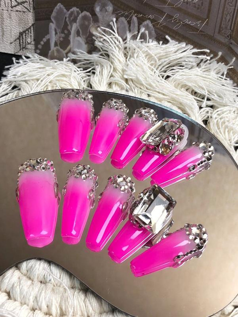 Crystal Diamond Inspired Press on Nails False Nail Faux Nail Press-On Nails Nail Art Nail Care Nail Polish