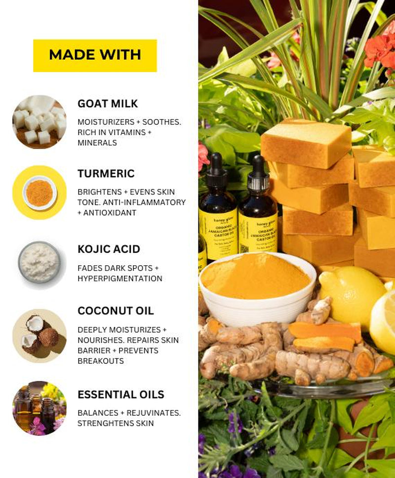 Honey Glow Lemon Turmeric & Kojic Acid Brightening Soap, Dark Spot Remover