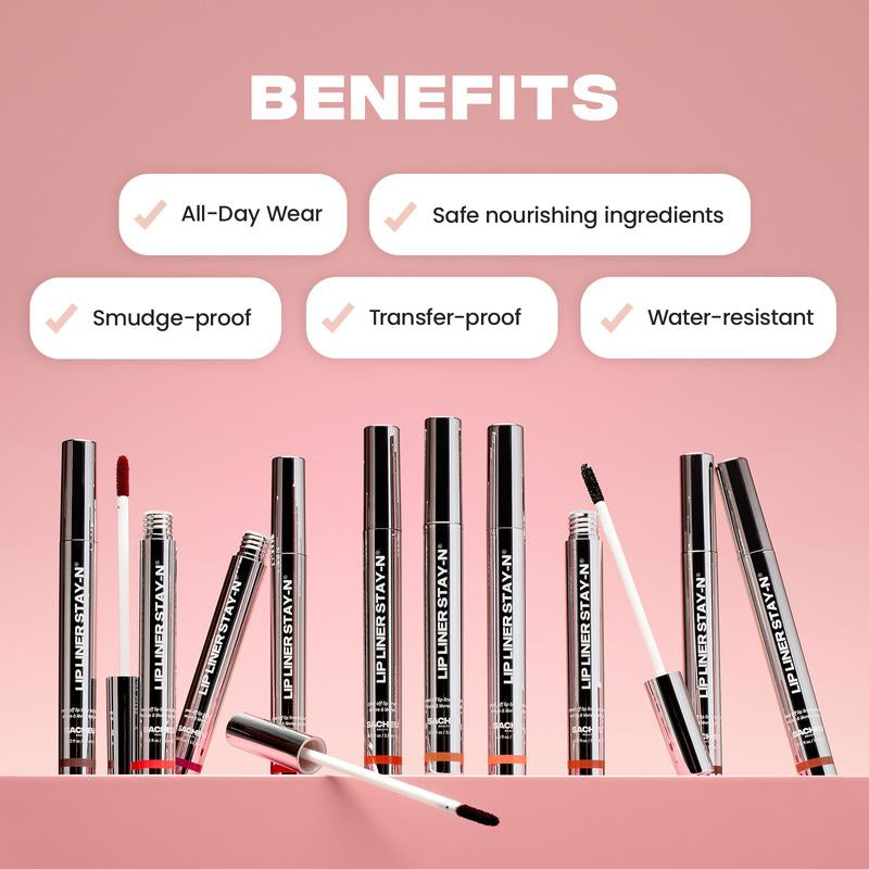 LIP LINER STAY-N - Peel-Off Lip Liner Stain - All Day & Night Lipliner with Hyaluronic Acid & Vitamin E - Long Lasting Formula - 0.12 Fl Oz / 3.5 Ml