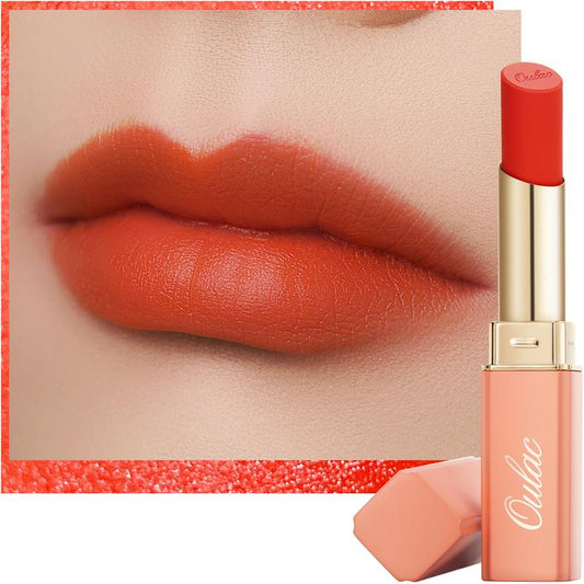 Oulac Creamy Matte Lipstick, Soft Satin Finish Lipsticks for Women with Moisturising Formula, Rich Color, Highly Pigmented Enriched with Rose Oil, Vegan & Cruelty-Free