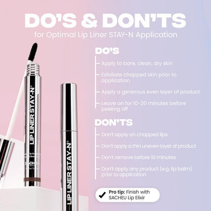 LIP LINER STAY-N - Peel-Off Lip Liner Stain - All Day & Night Lipliner with Hyaluronic Acid & Vitamin E - Long Lasting Formula - 0.12 Fl Oz / 3.5 Ml