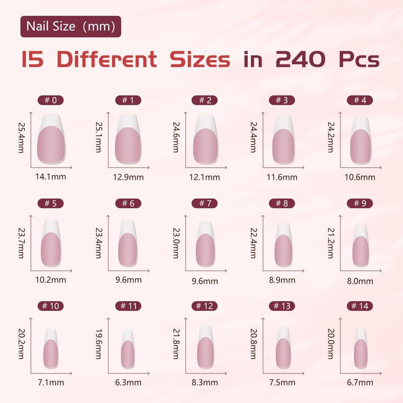 JODSONE 154PCS French Gel Nail Tips Kit French Tip Press on Nails Soft Fack Nail Tips Gel Nail Glue,Builder Gel,Top Coat,Nail Lamp All Included for Nail Art Easy DIY